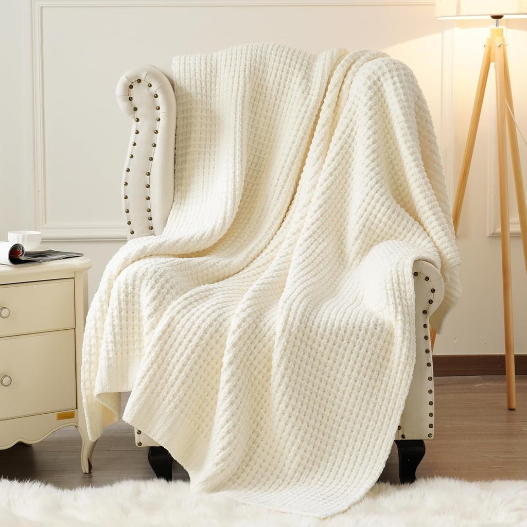 Mineral Health Waffle Knit Blanket Cream
