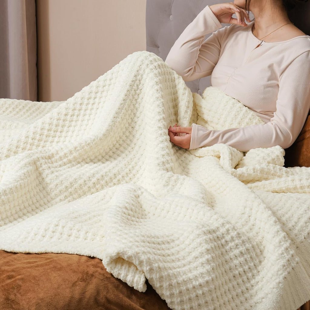 Mineral Health Waffle Knit Blanket Cream