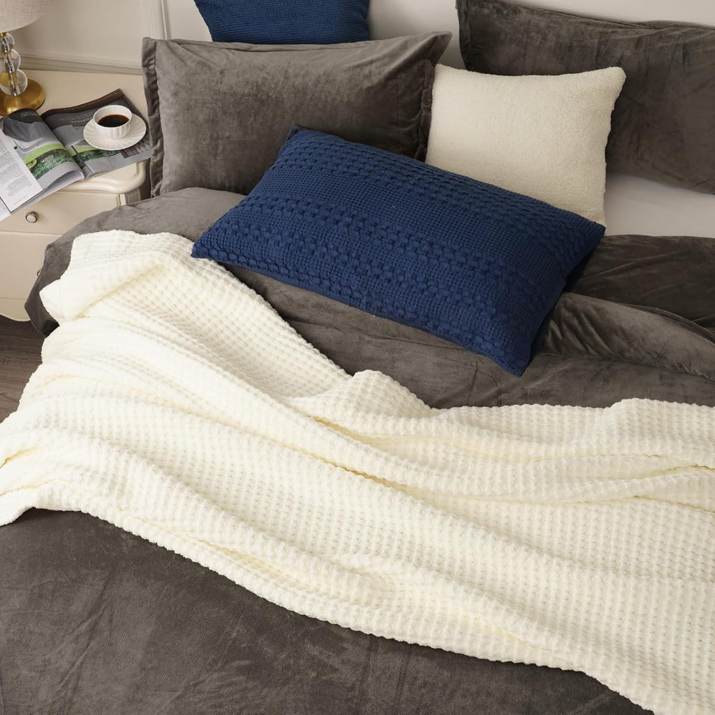Mineral Health Waffle Knit Blanket Cream