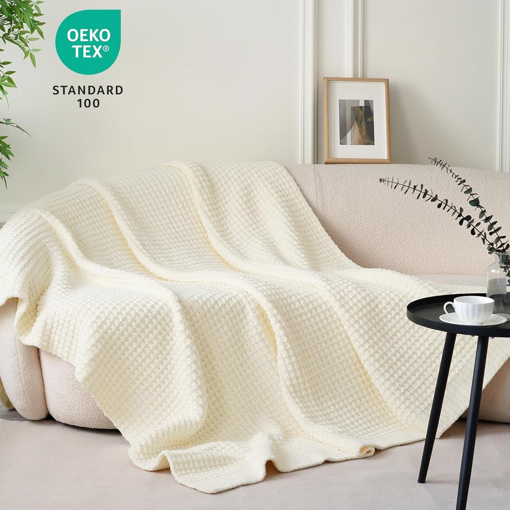 Mineral Health Waffle Knit Blanket Cream