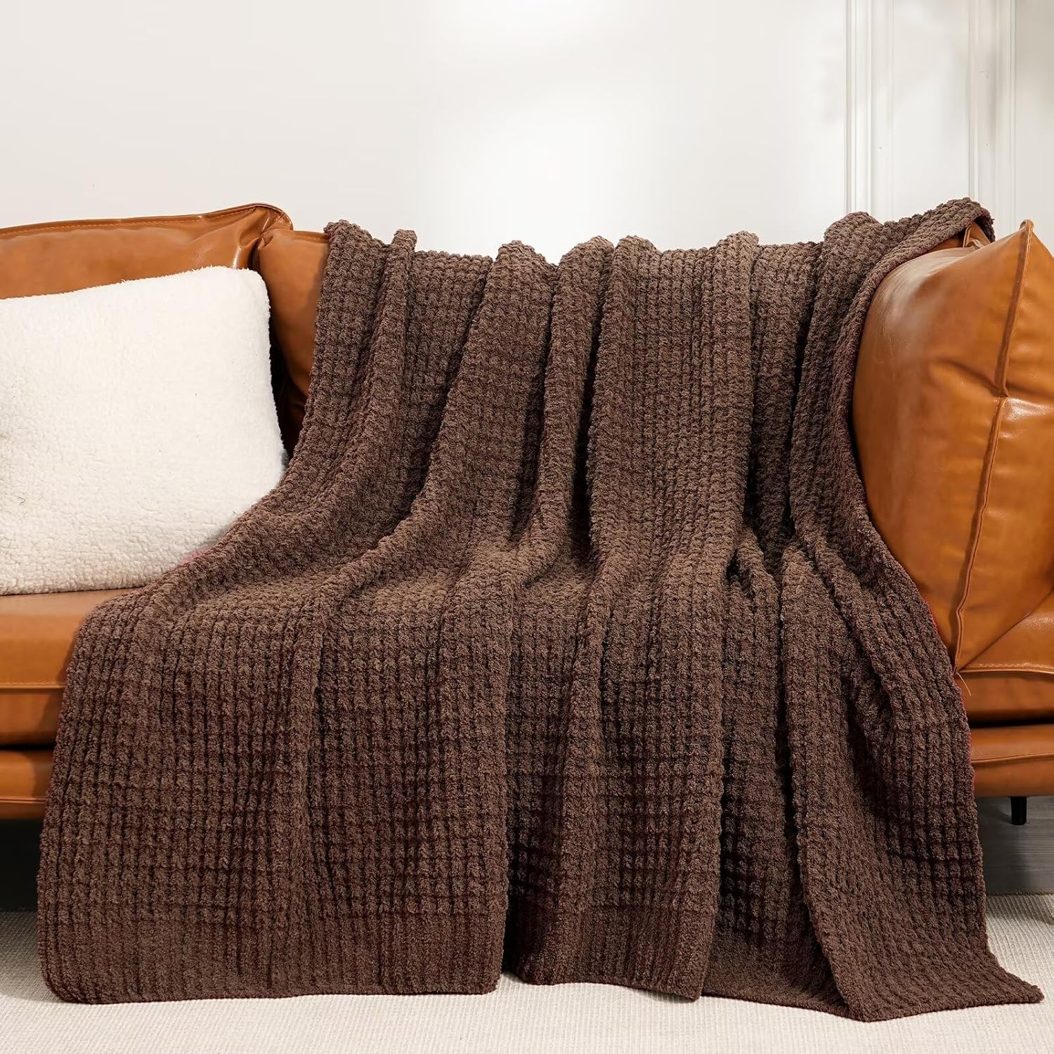 Mineral Health Waffle Knit Blanket Brown