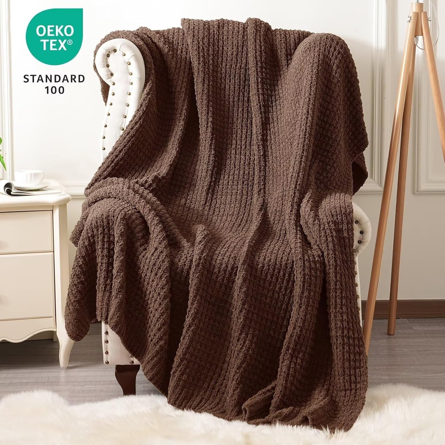 Mineral Health Waffle Knit Blanket Brown