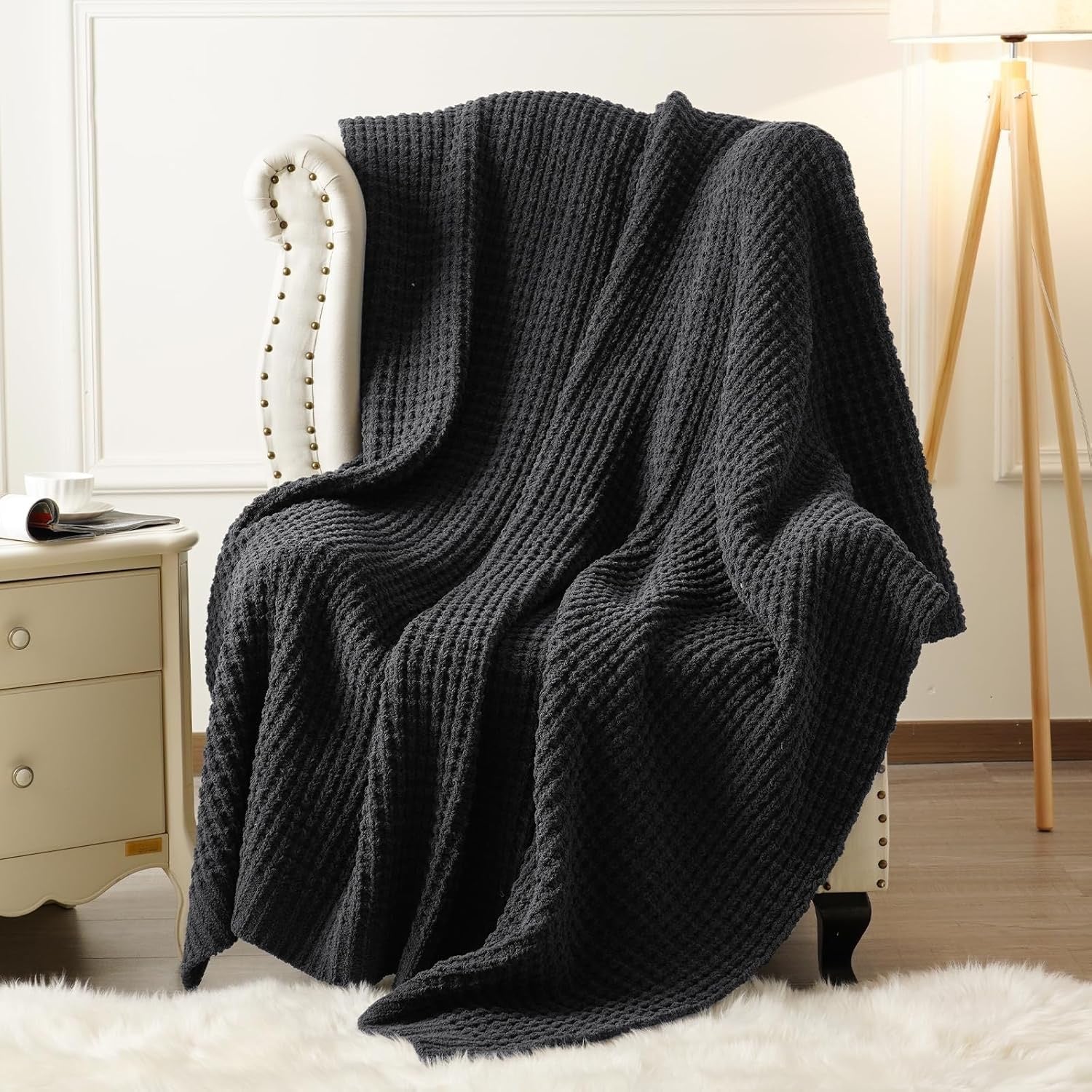 Mineral Health Waffle Knit Blanket Charcoal