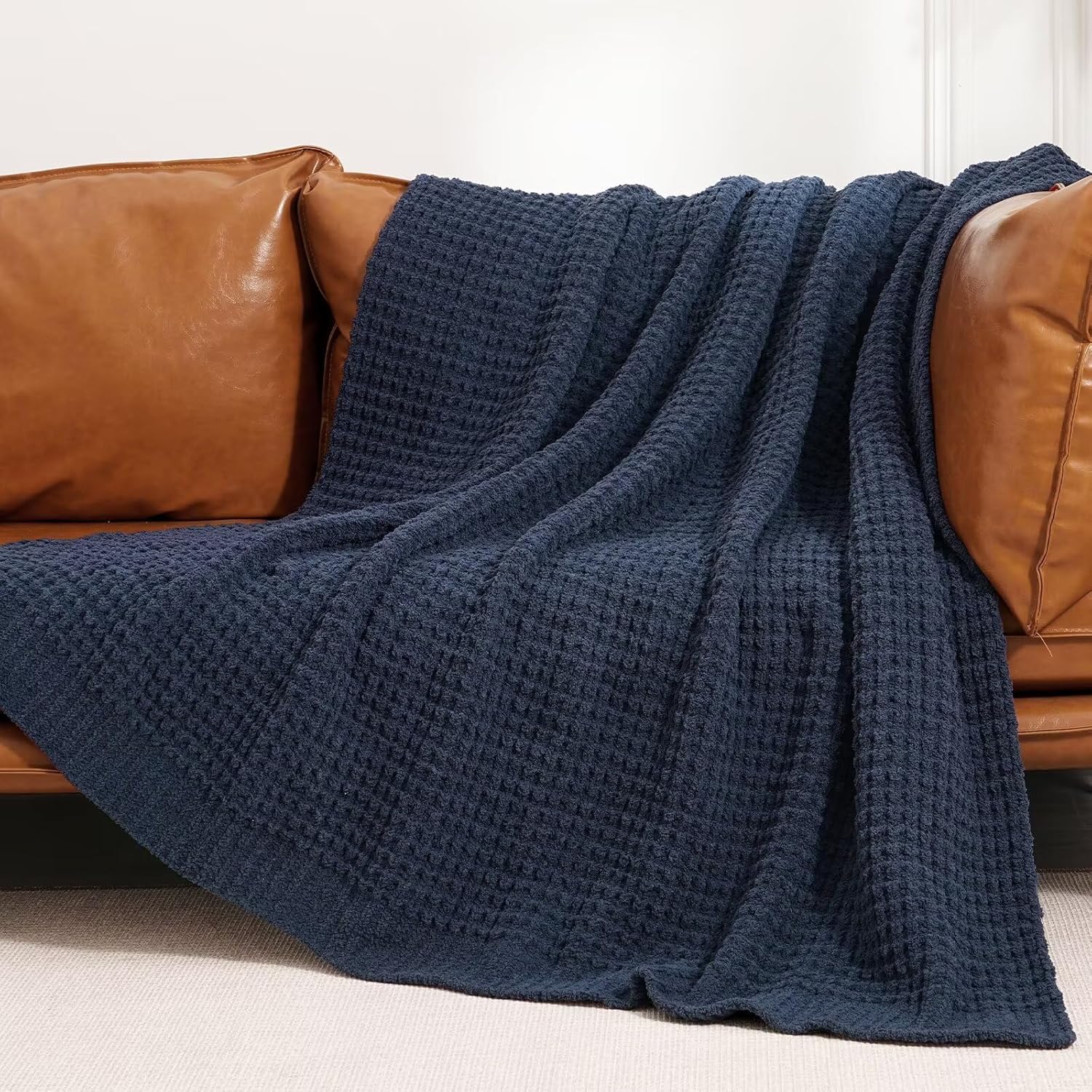 Mineral Health Waffle Knit Blanket Navy Blue