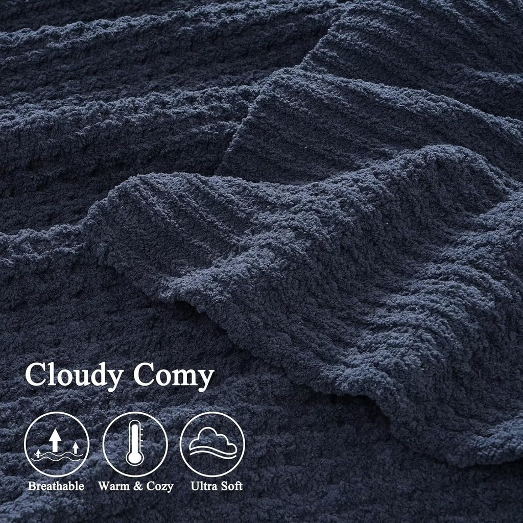 Mineral Health Waffle Knit Blanket Navy Blue