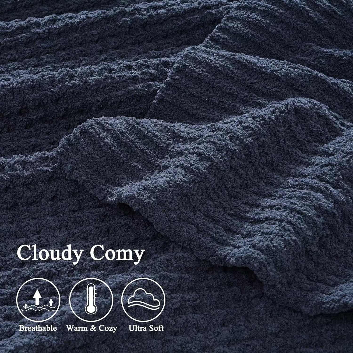 Mineral Health Waffle Knit Blanket Navy Blue