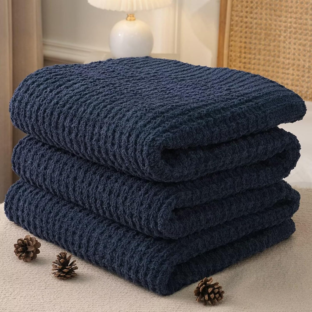 Mineral Health Waffle Knit Blanket Navy Blue