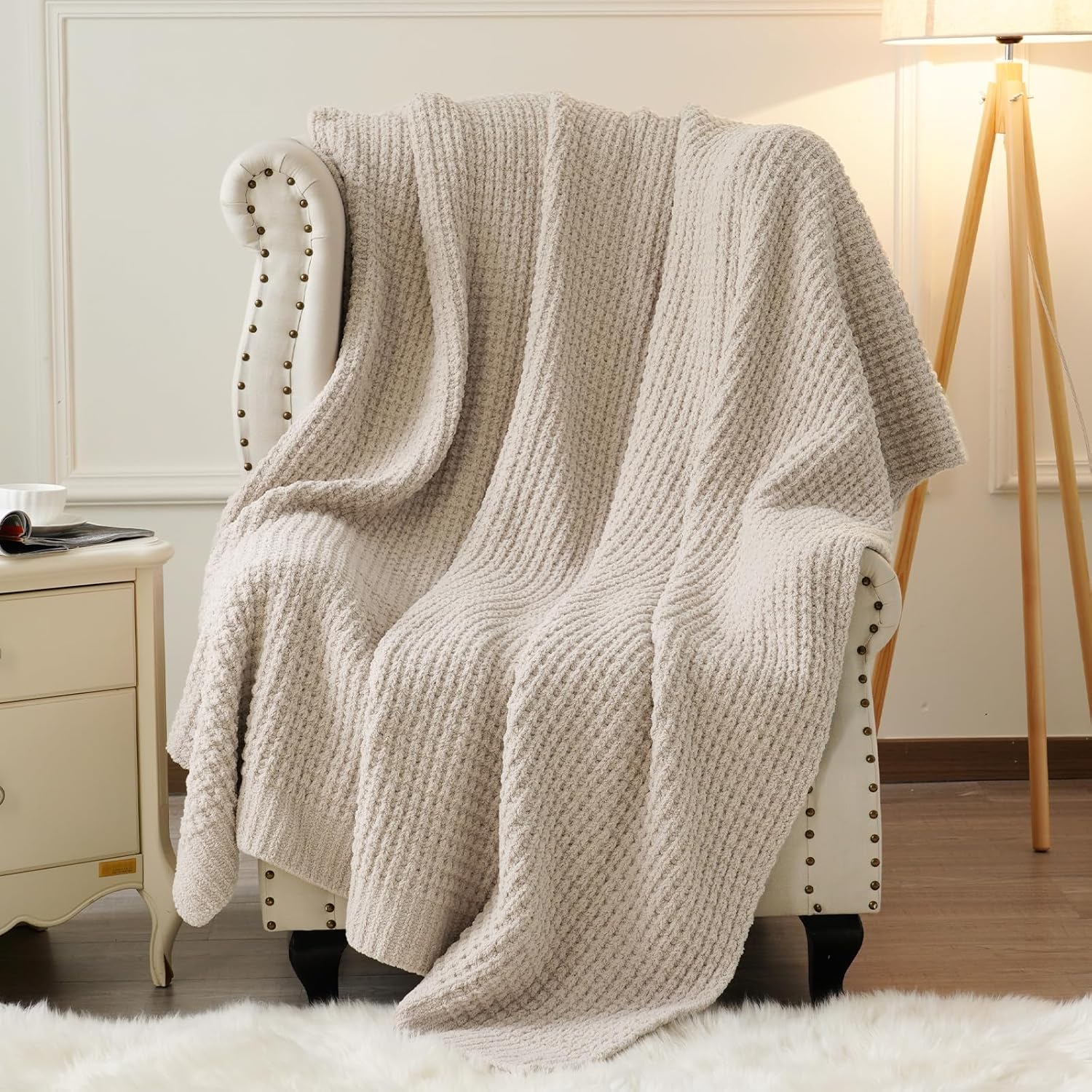 Mineral Health Waffle Knit Blanket Natural