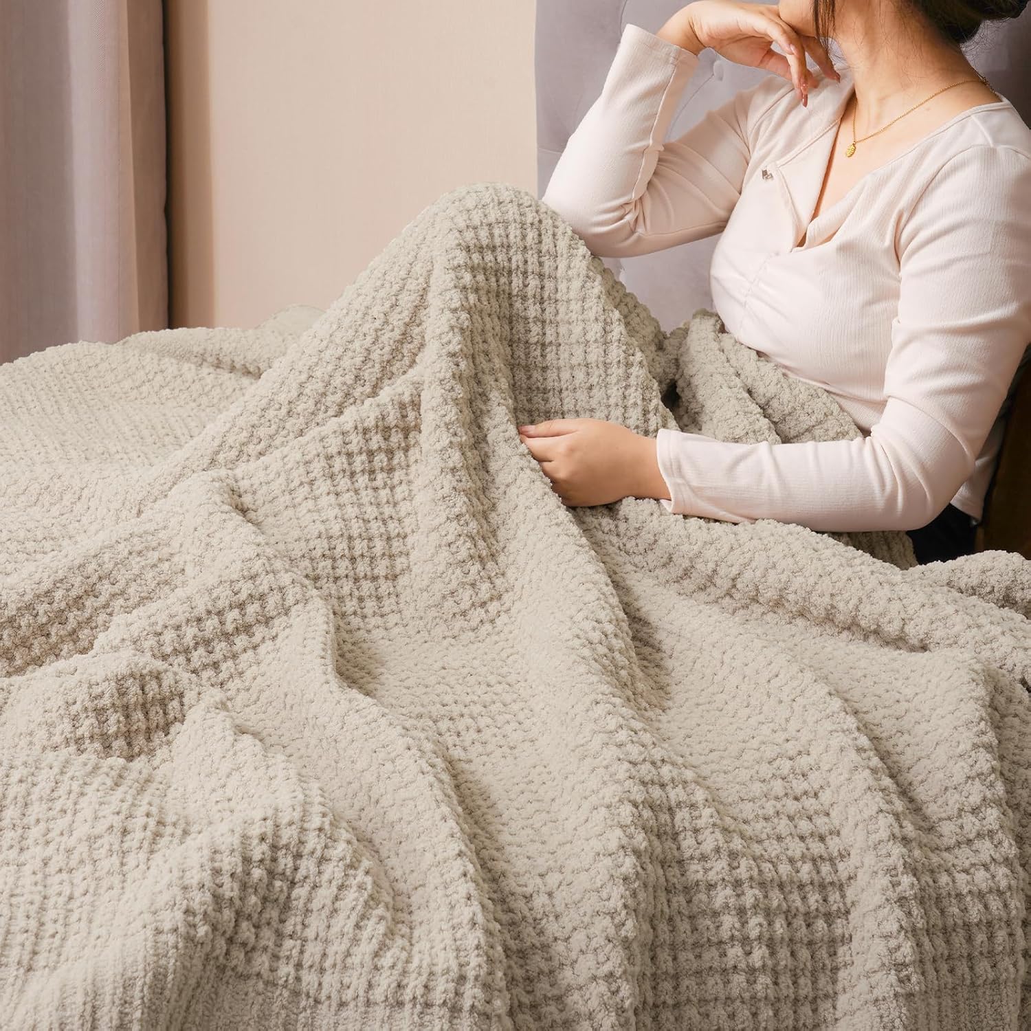 Mineral Health Waffle Knit Blanket Natural
