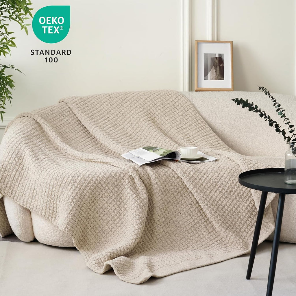 Mineral Health Waffle Knit Blanket Natural