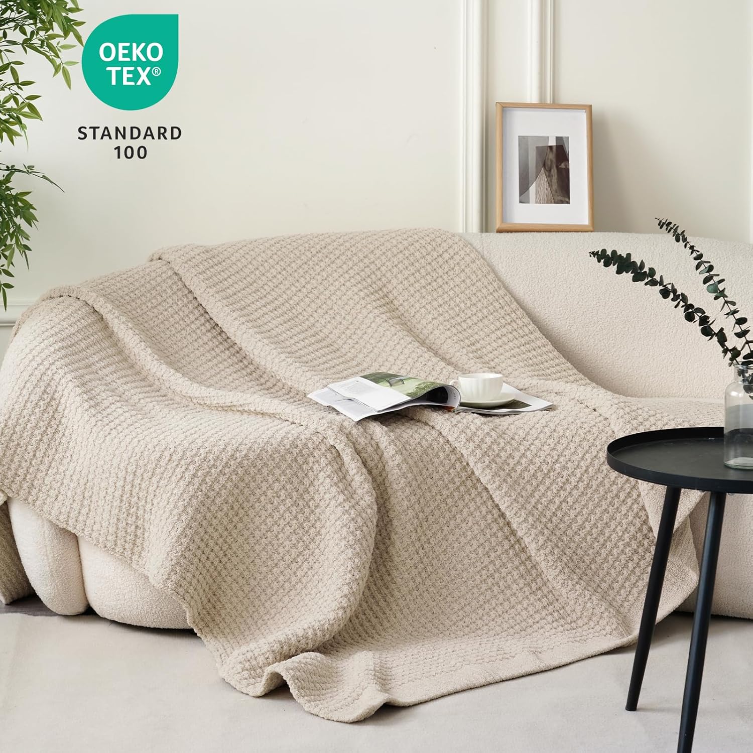 Mineral Health Waffle Knit Blanket Natural