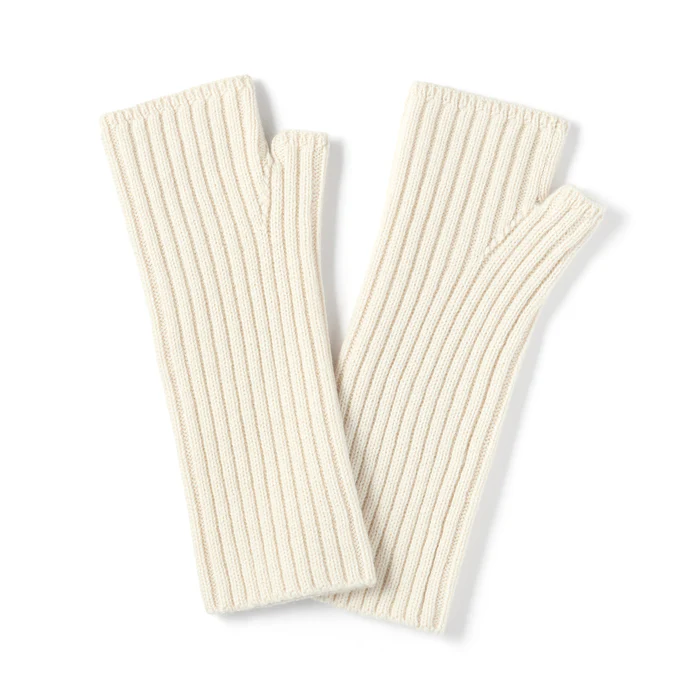 Merino Wool Ribbed Arm Warmers Cream