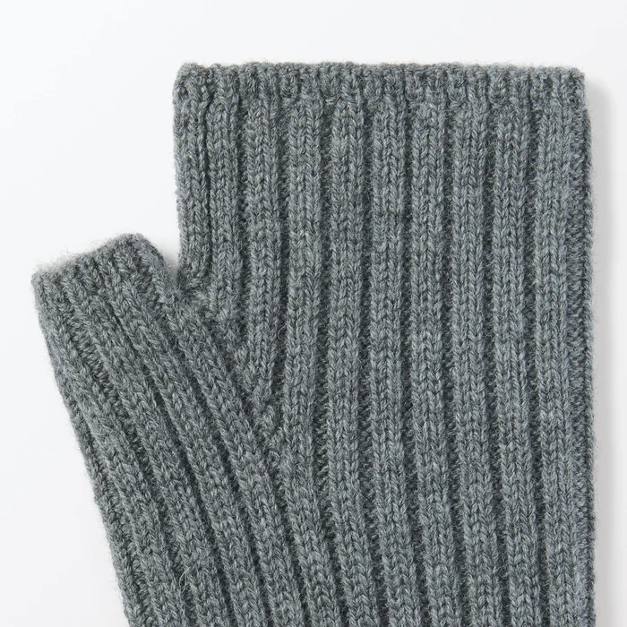 Merino Wool Ribbed Arm Warmers Grey