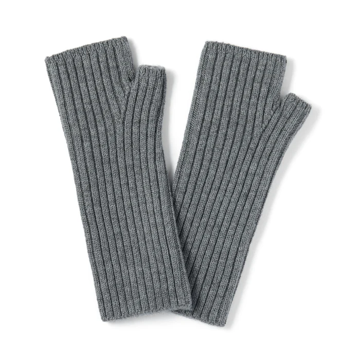 Merino Wool Ribbed Arm Warmers Grey