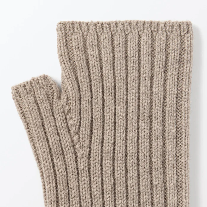 Merino Wool Ribbed Arm Warmers Light Brown
