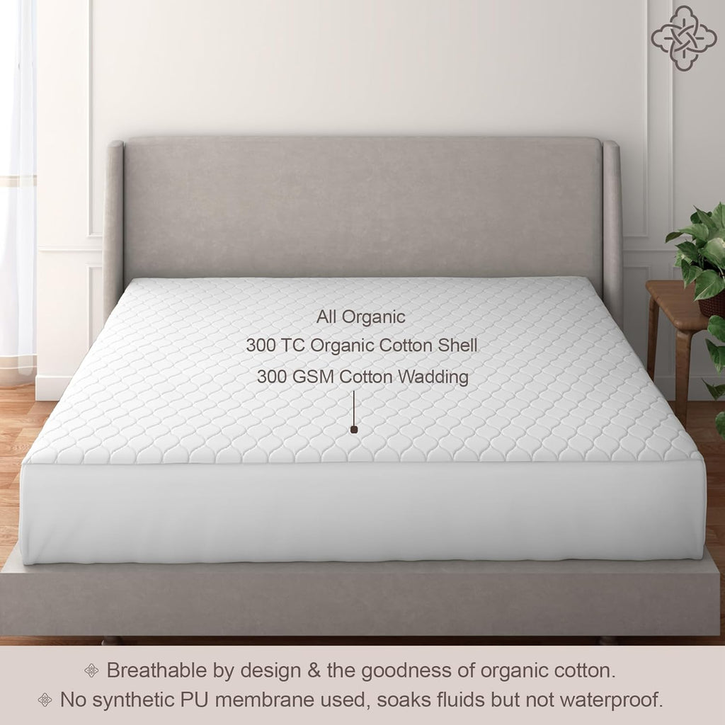 100% Organic Cotton Mattress Pad Cover White