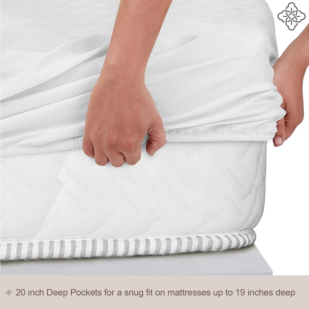 100% Organic Cotton Mattress Pad Cover White