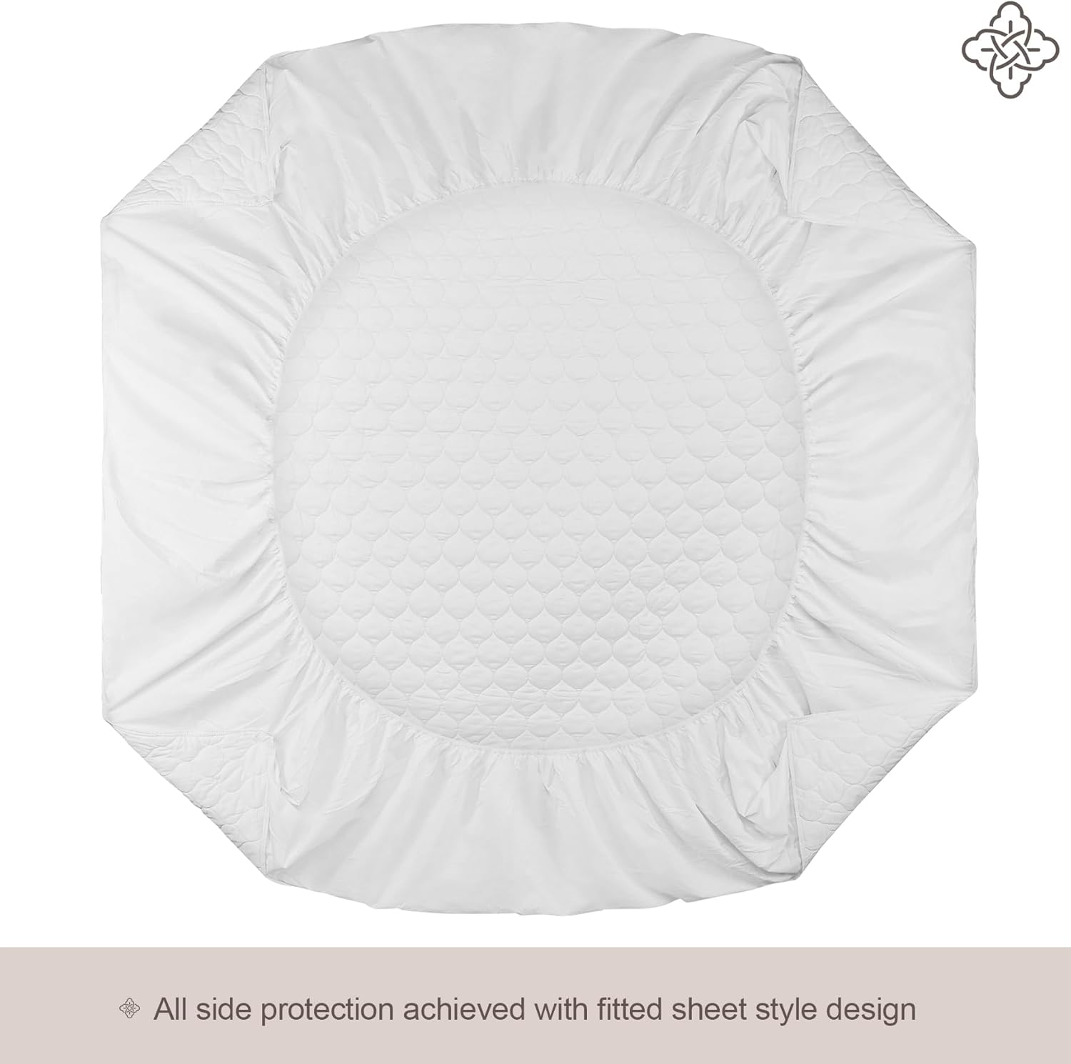 100% Organic Cotton Mattress Pad Cover White