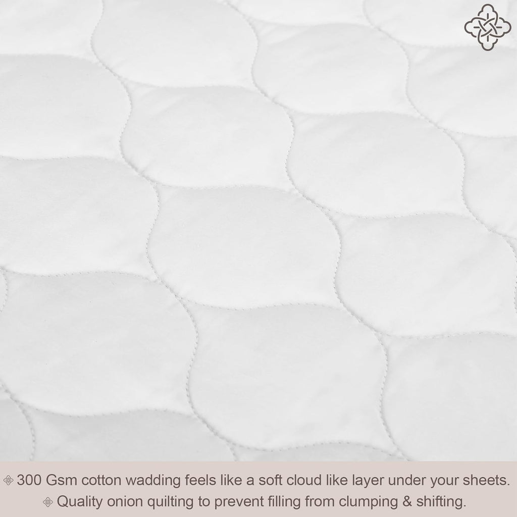 100% Organic Cotton Mattress Pad Cover White