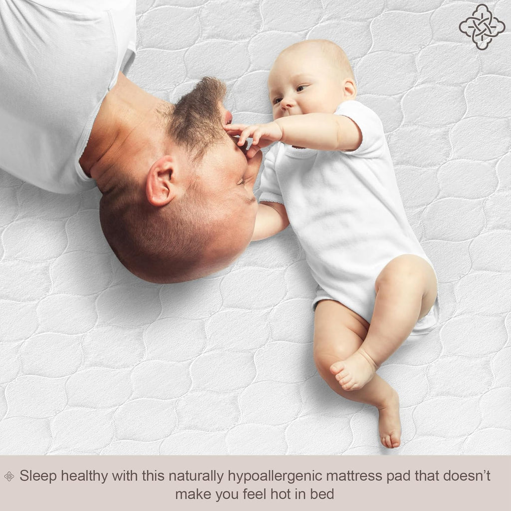 100% Organic Cotton Mattress Pad Cover White