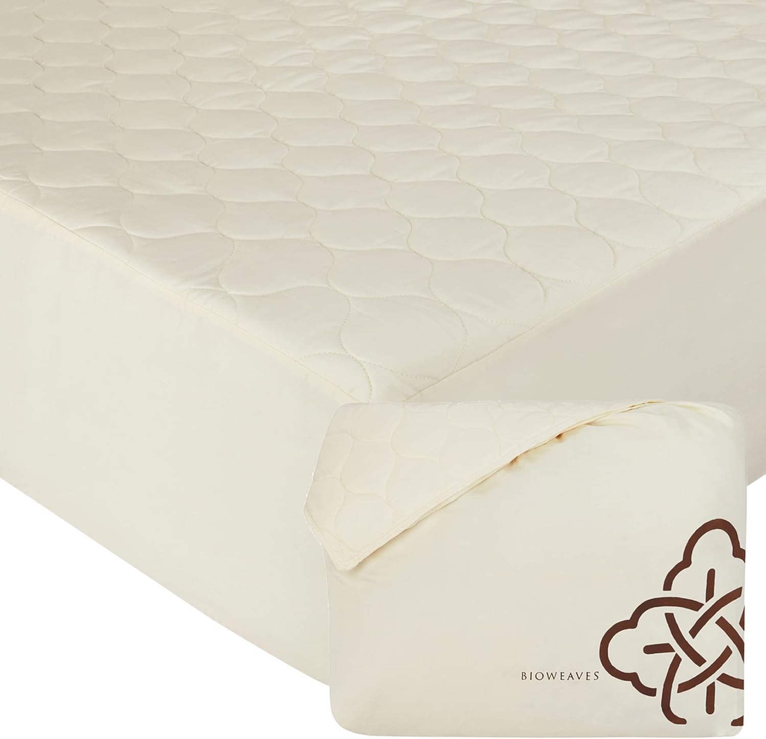 100% Organic Cotton Mattress Pad Cover Cream