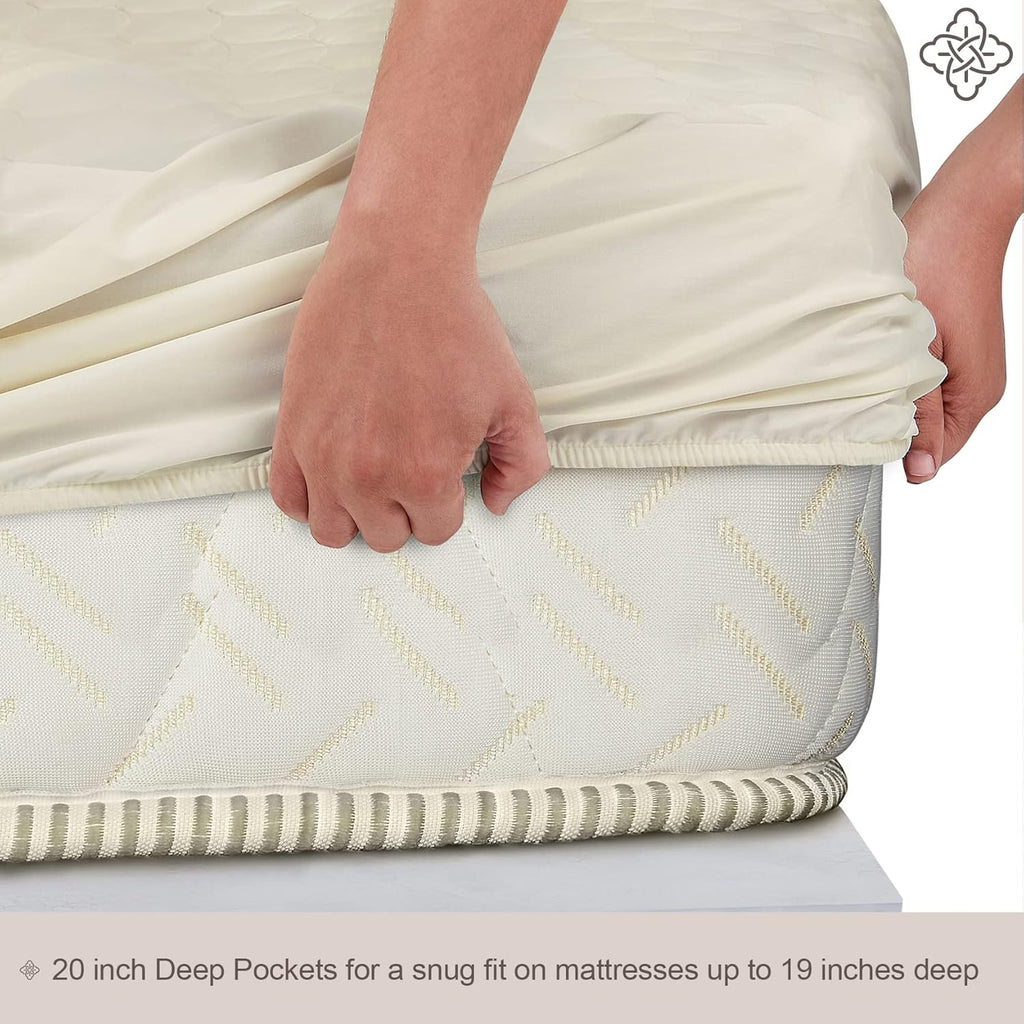 100% Organic Cotton Mattress Pad Cover Cream