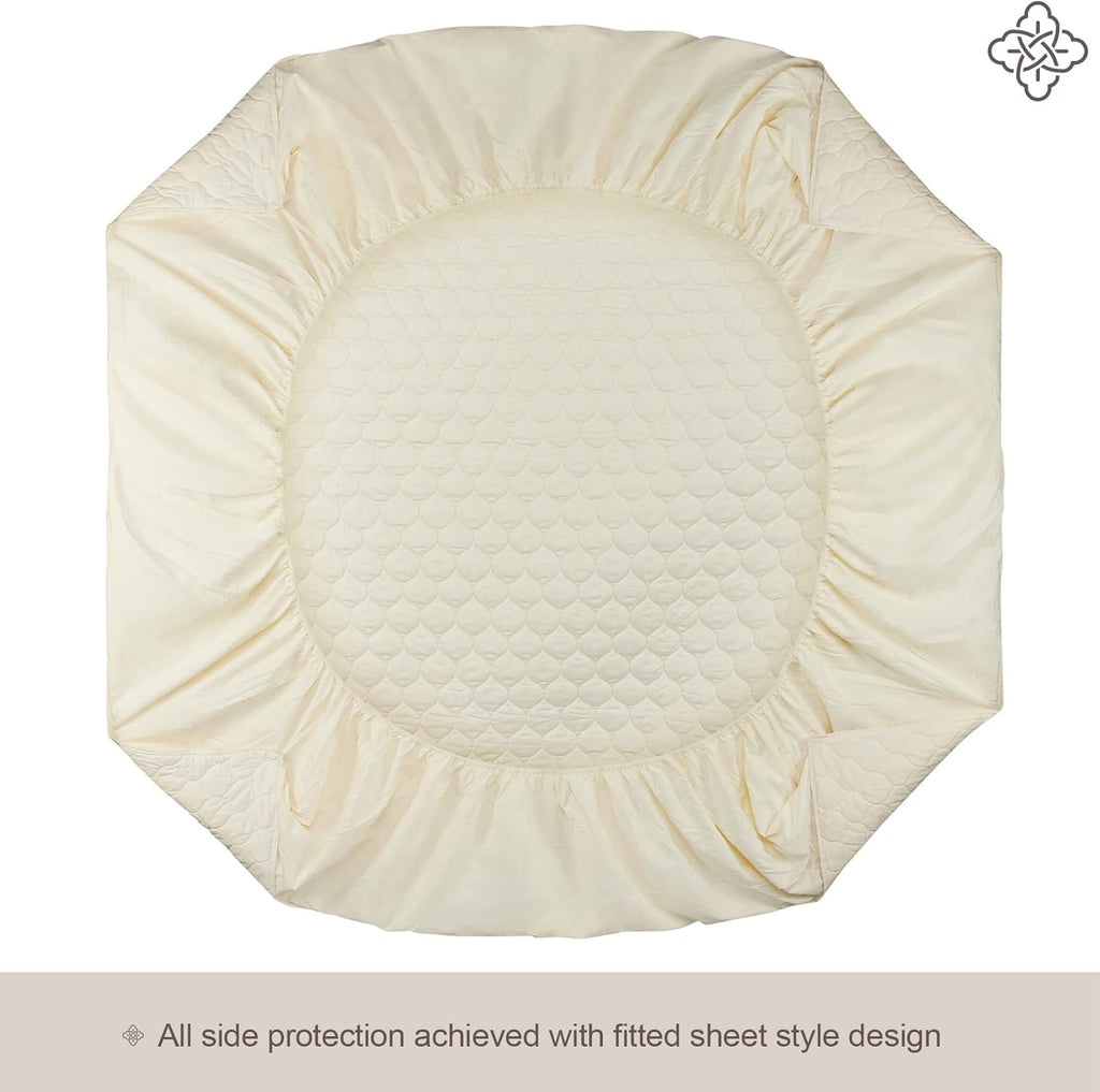 100% Organic Cotton Mattress Pad Cover Cream