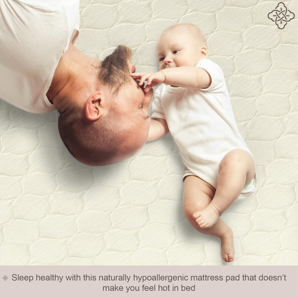 100% Organic Cotton Mattress Pad Cover Cream