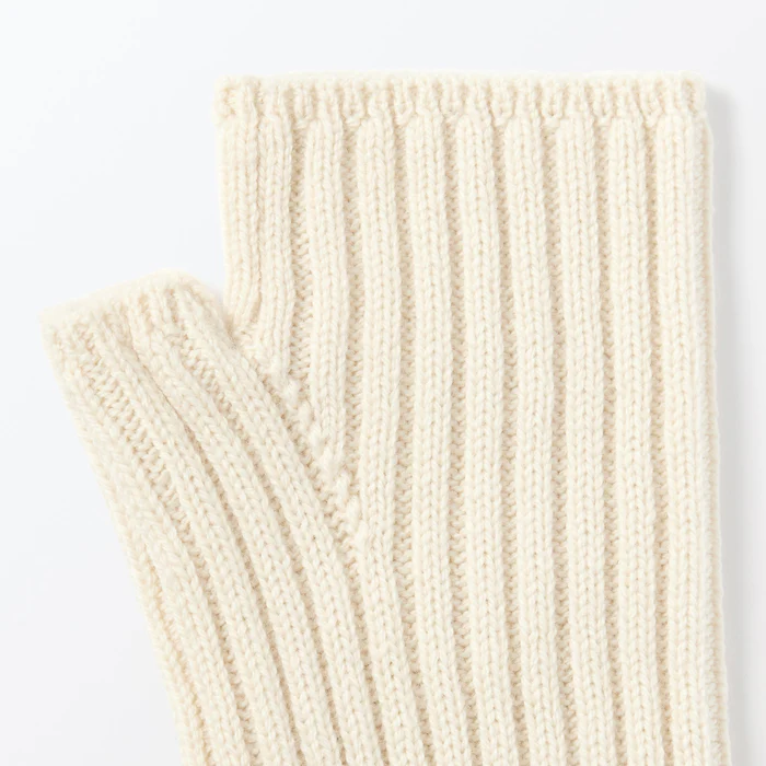 Merino Wool Ribbed Arm Warmers Cream