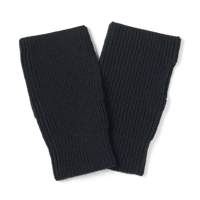 Merino Wool Ribbed Hand Warmers Black