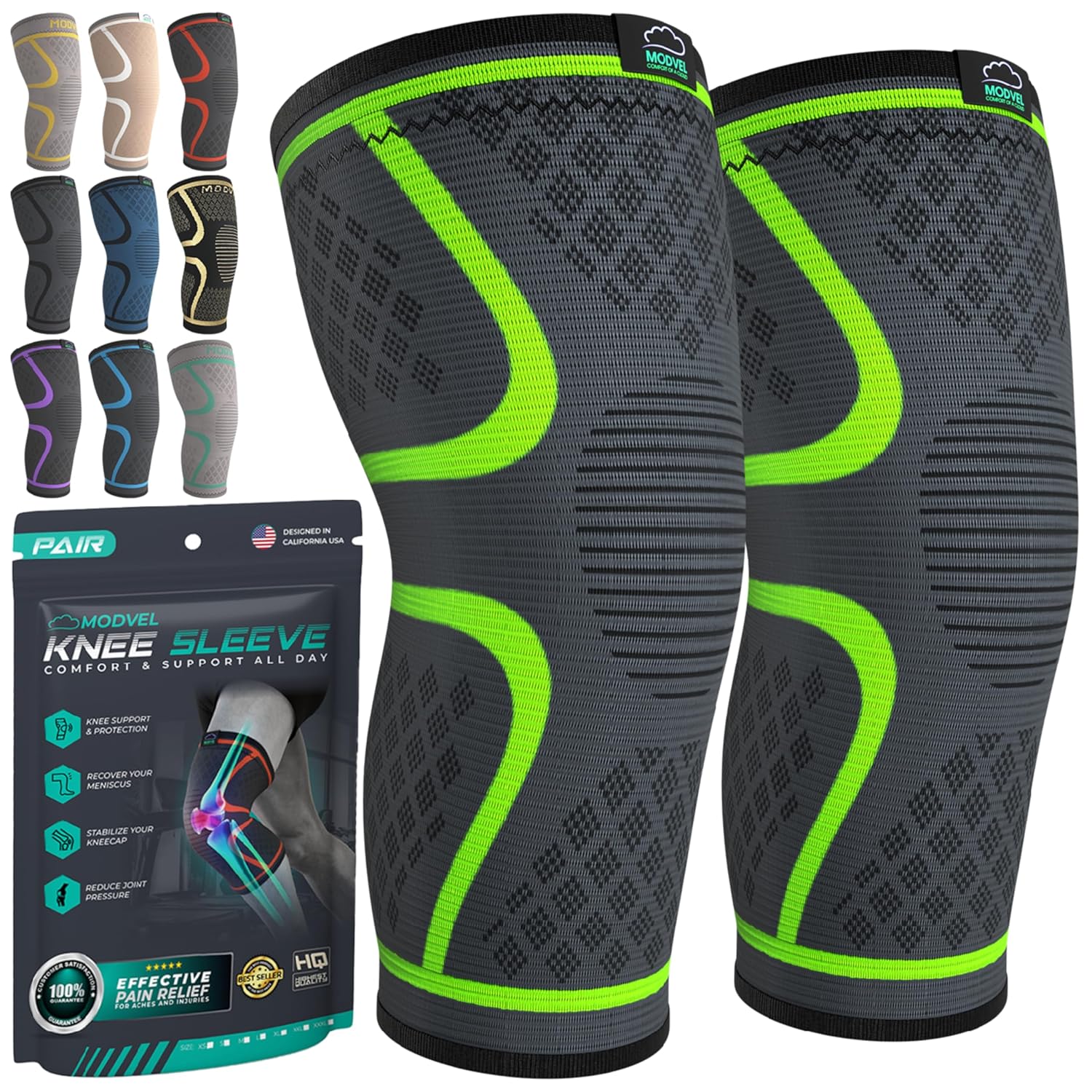 Mineral Health Compression Knee Brace Green