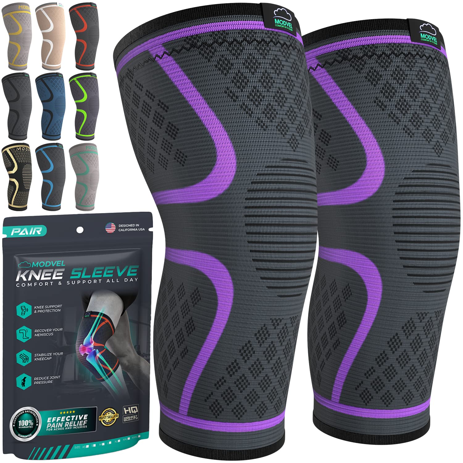Mineral Health Compression Knee Brace Purple