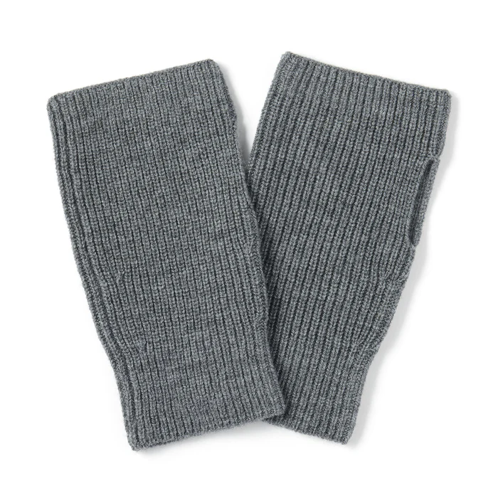 Merino Wool Ribbed Hand Warmer Grey