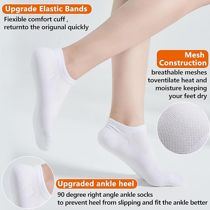 Ankle Cotton Socks - Low Cut Athletic Running Soft Thin No Show Socks