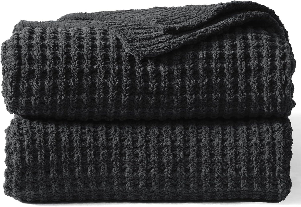 Waffle Knit Blanket Charcoal