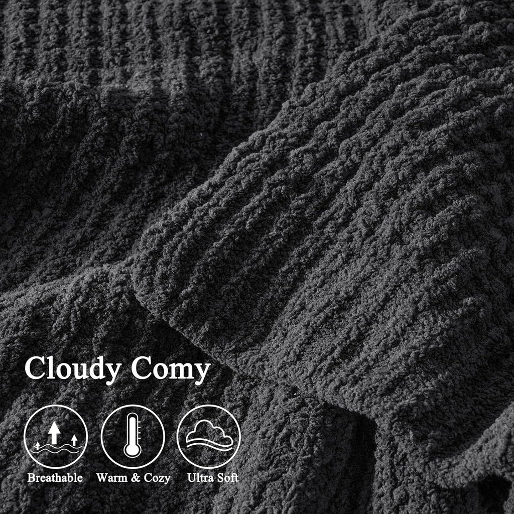 Waffle Knit Blanket Charcoal