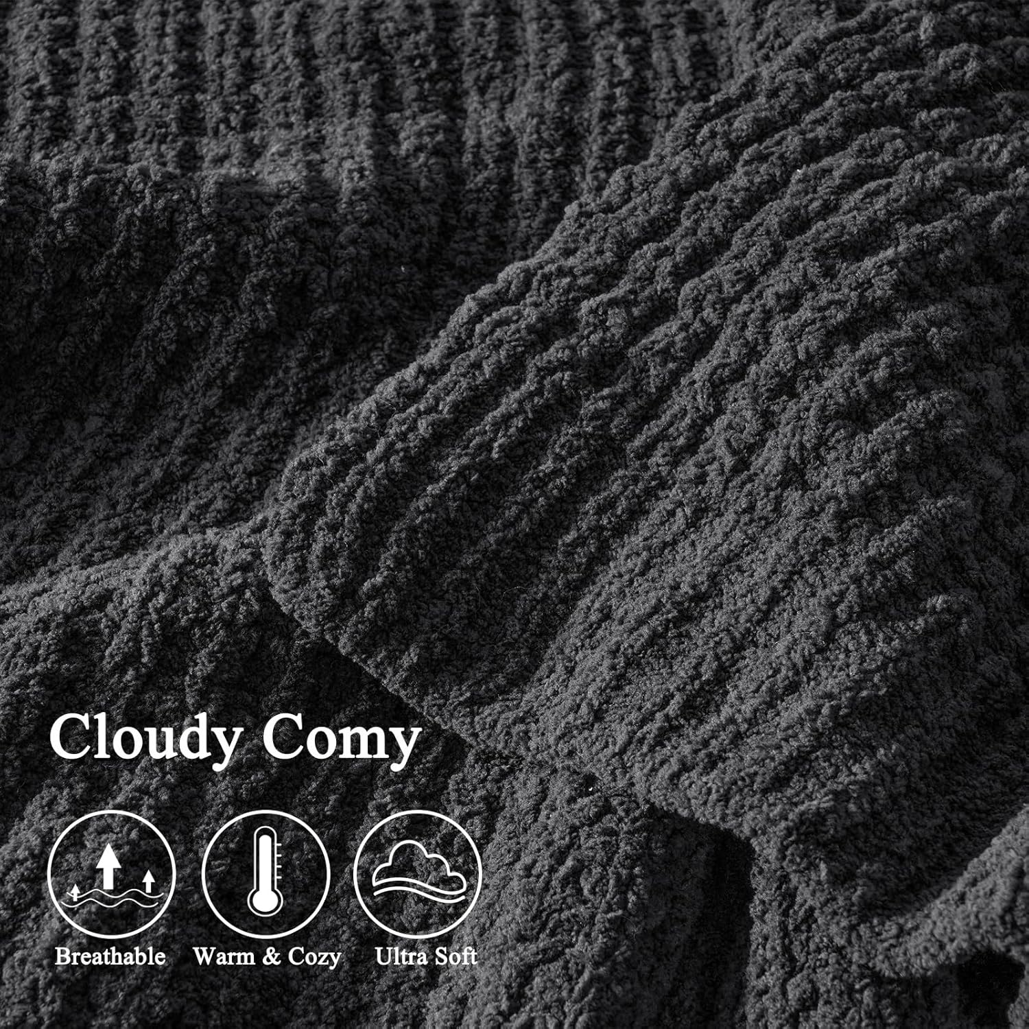 Waffle Knit Blanket Charcoal